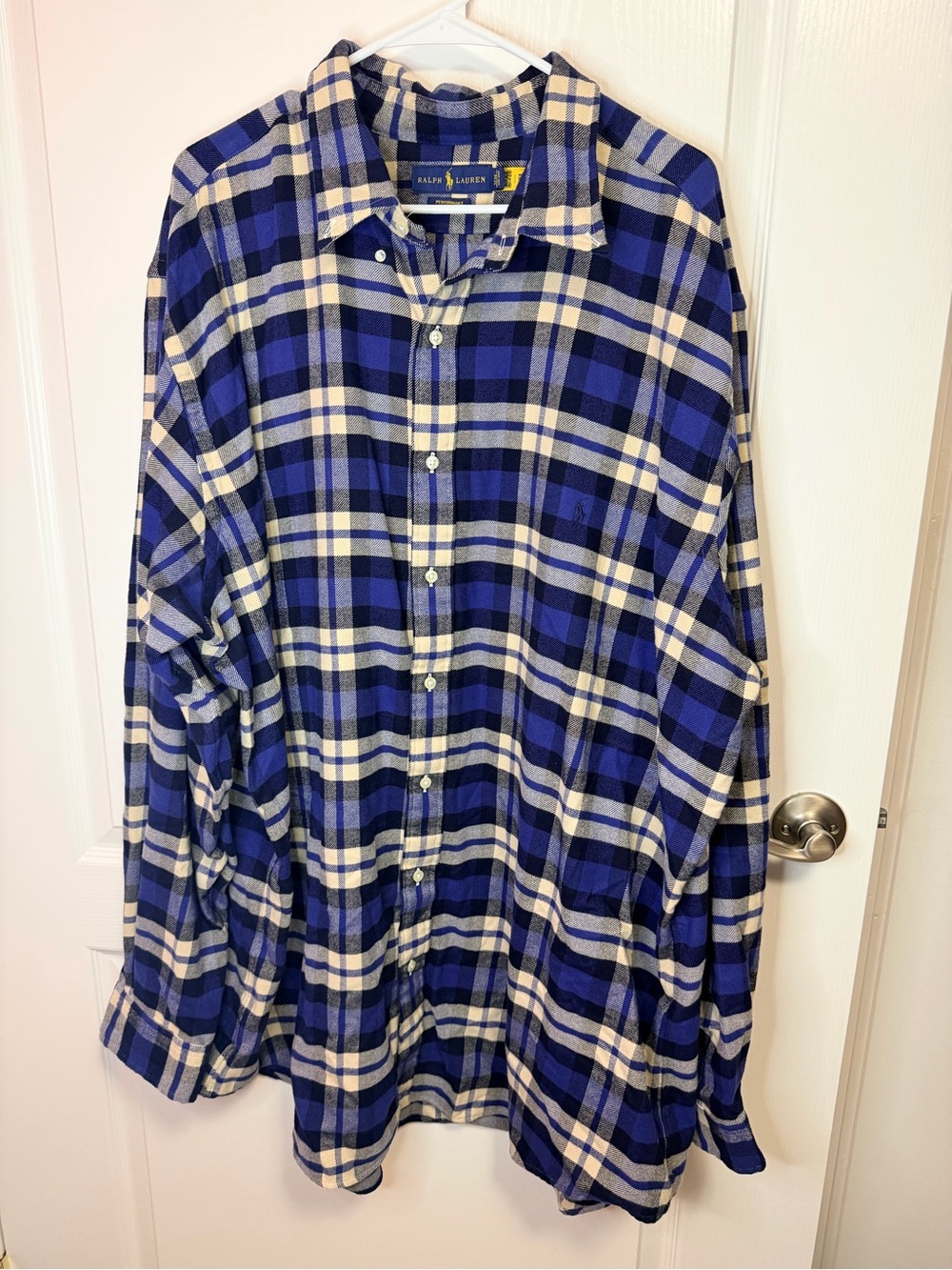 Ralph Lauren Blue and White Plaid Button-Down Shirt